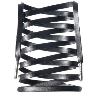 Flat Synthetic Leather Shoelaces w/ Silver Tips