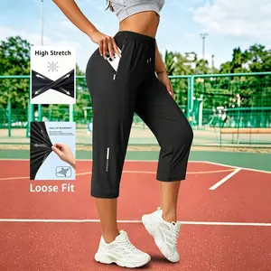Women's Pants | Drawstring Waist + Zipper Pockets | Ice-Cool Breathable Summer Outdoor Leisure Sports Women's Clothing