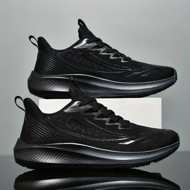 UYCEKK Men'S Breathable Mesh Running Shoes - Lightweight Cushioned Sneakers with EVA/Rubber Sole, Lace-Up & Slip-On Closure, Black & White Design for Gym, Training, Casual Wear - All-Season Comfort, Gym Shoes, Sleek Sporty Design, Durable Traction Footwea