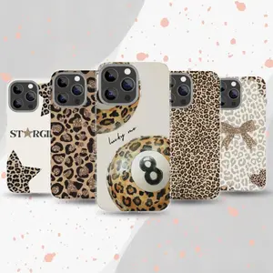 Lucky 8 Ball Leopard Print Phone Case for iPhone 17 16 15 14 13 Pro Max Plus, Preppy Aesthetic Bow & Star Cover, Trendy Streetwear Gift for Her.