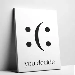 Unframed You Decide Mindset Canvas Art Minimalist Happy Sad Face Illusion Poster Modern Office Wall Decor