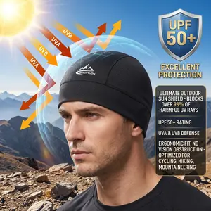 3pcs Ice Silk Skull Cap for Men - UPF50+ Breathable Quick Dry Sweatproof Stretch Lightweight Summer Mesh Helmet Liner, Outdoor Sun Protection for Biking Hiking