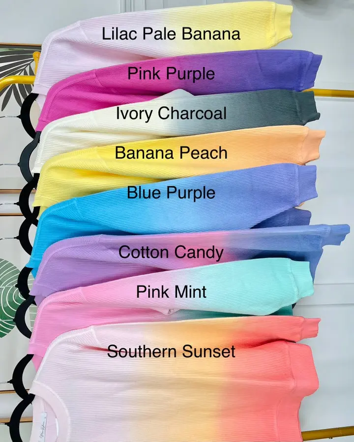 Ombre Ribbed Cotton Pullover, Women's Casual Crewneck Sweatshirt with a Loose Fit, True-to-Size, Lady, Cozy, 2X, Refer To Size Chart, Moon Ryder, Xl, Round Neck, Hoodie, Relaxed, Ombre Gradient, Standout, Moon Ryder Style