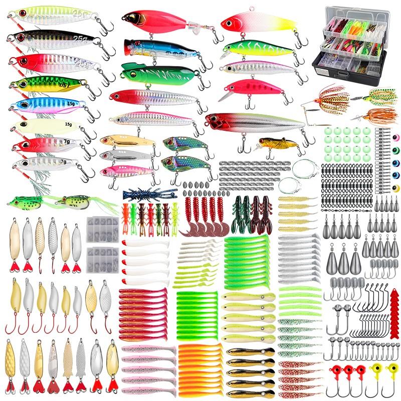 18/43/165/361/604pcs Fishing Lures Kit Soft Lure And Hard Baits Set Metal Jig Sea Fishing Accessories  Artificial Wobblers Fishing Gear Set