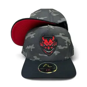 Ahsive Brand Gorra del Chamuco Camuflage Red Devil Logo Camouflage Hat with Red Bill