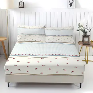 Fresh sea blue printed pattern bed sheet, Bedsheet sets, including 1 bed sheet and 2 pillowcases, anti slip dust cover suitable for home, suitable for all ages as gifts