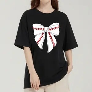 Cute Baseball Coquette Bow For Women Baseball T-Shirt Graphic tees