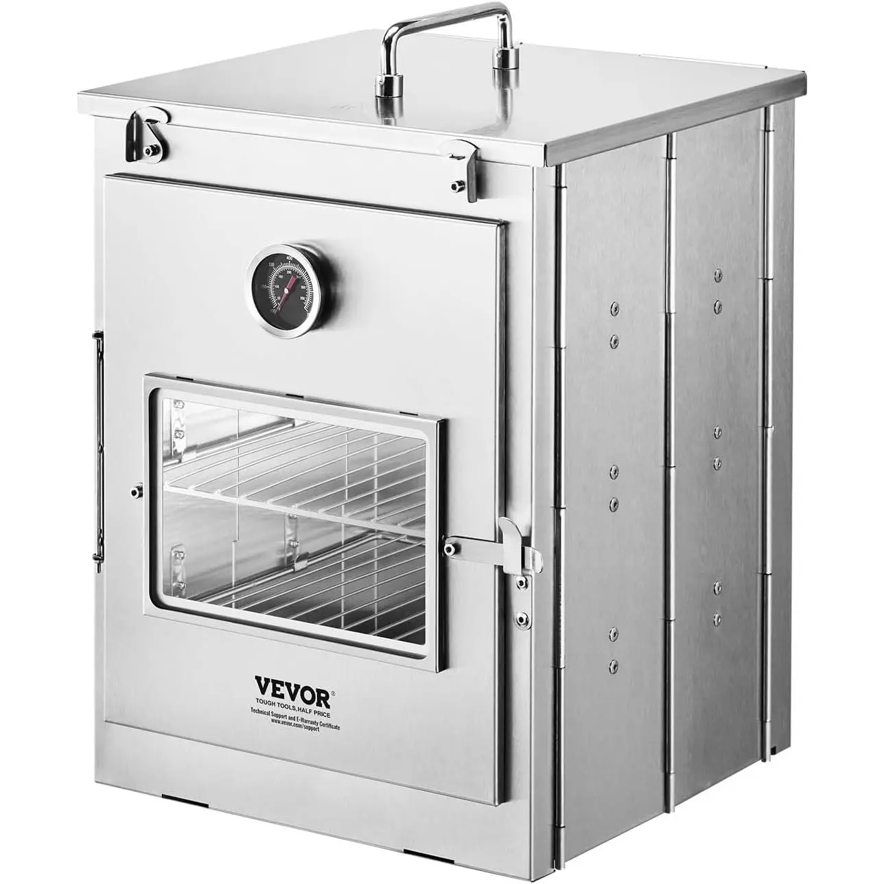 VEVOR Foldable Compact Camping Oven, 430 Stainless Steel Panels Portable Model with 3-Tier Grill, Handle, Thermometer, Adjustable Racks, Glass Viewing Window, 12.2x12.6x17.32in, Multi-Heating, Easy Transport for Hiking, Outdoor Parties, Picnics, 12.2 X 12