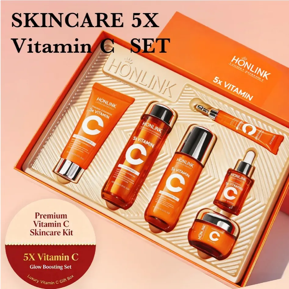 HONLINK Skincare Set 6-in-1, Hydrating Repairing & Glowing Skin - Korean Skincare Kit for Dull & Dry Skin, Even Skin Tone & Radiant Glow