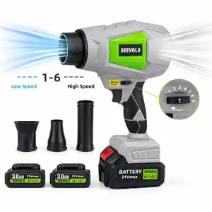 SEEVOLX 21V Cordless Leaf Blower with 2 Batteries 6 Speed Adjustable Wind Speed 3 Nozzles for Yard Garage Patio and Car Cleaning