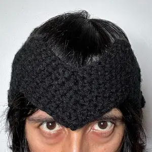 Crochet Headband black acrylic Cowl