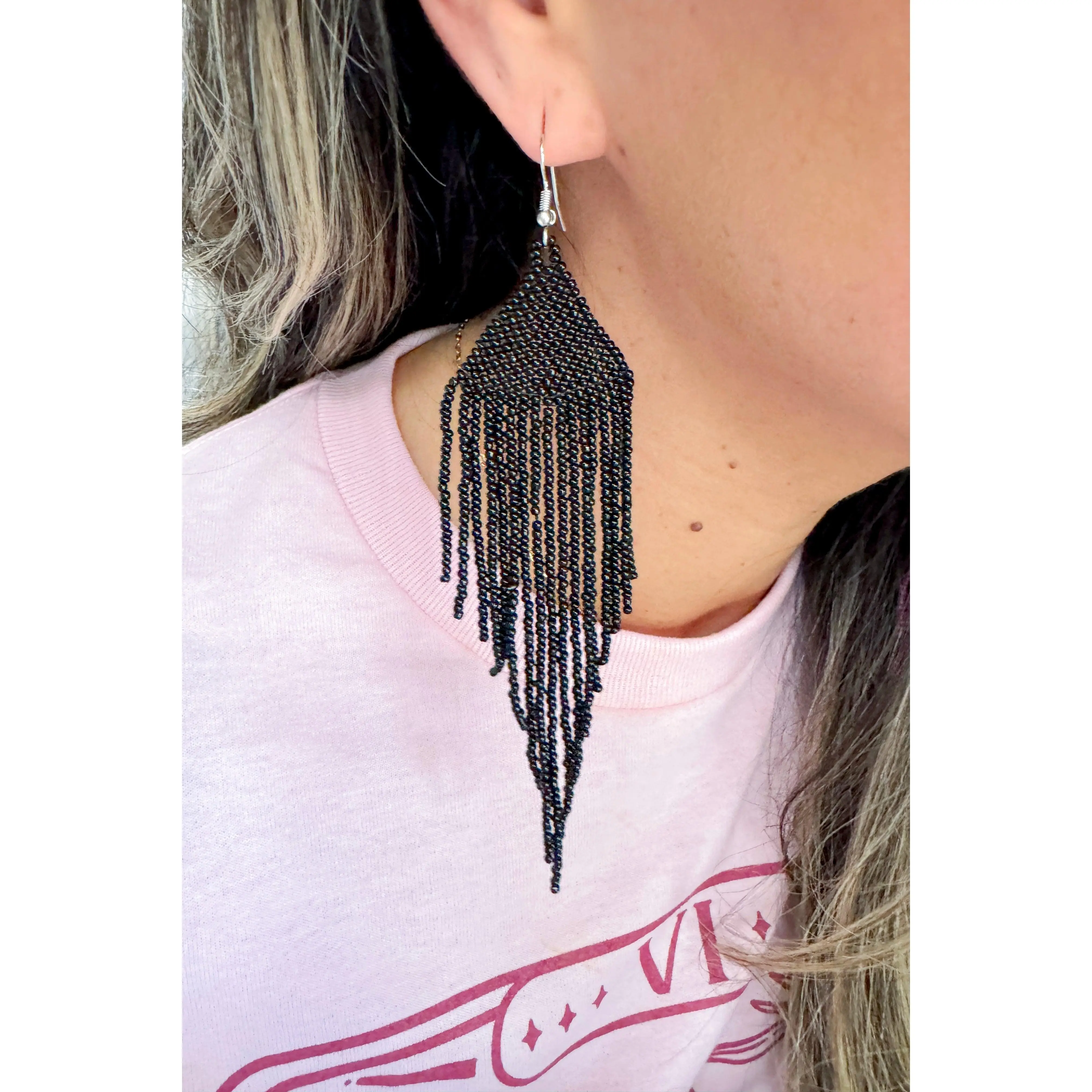 Black Seed Bead Earrings