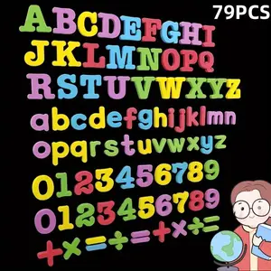 Alphabet & Number & Symbol Fridge Magnet, 79pcs/set Magnetic Refrigerator Sticker, Home Decor for Kitchen, Office, School