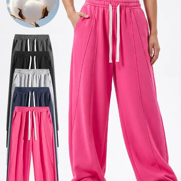 Women's Vertical Stitch Wide Leg Sweatpants | Loose Streetwear Pants