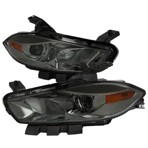 2013-2016 Dodge Dart Factory Style Headlights with Projector High/Low Beam (Chrome Housing/Smoked Lens)