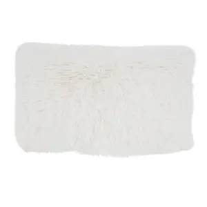 212 MAIN 12x20 in. Classic Faux Fur Oblong Throw Pillow with Down Filling, Ivory