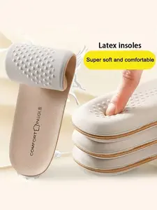 Latex Leather Shoe Insoles, Soft Bottom Comfortable Breathable, Sweat Absorbing Thickened Full Pad, Long Standing Relief, Sports Shock Absorption