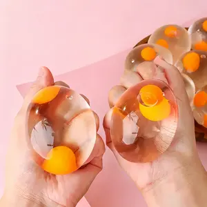Double Yolk Squeeze Egg Water Ball, Clear Silicone Squishy Fidget Toy, Stretchy Stress Relief Toy for Kids Adults, Anxiety Reducer Sensory Play Toy for Classroom, Office, Party Favors
