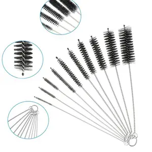 Bendable Pipe Cleaning Brush Set, 10 Sizes Nylon Bristles, Ideal for Straws, Water Pipes, Glass Tubes, Aquarium Tubes, Hoses