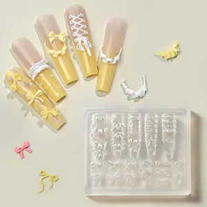 1pcs nail art silicone moldnail embossed pattern DIY bow cartoon bow silicone abrasive high transparency wearable nail decoration tool accessories