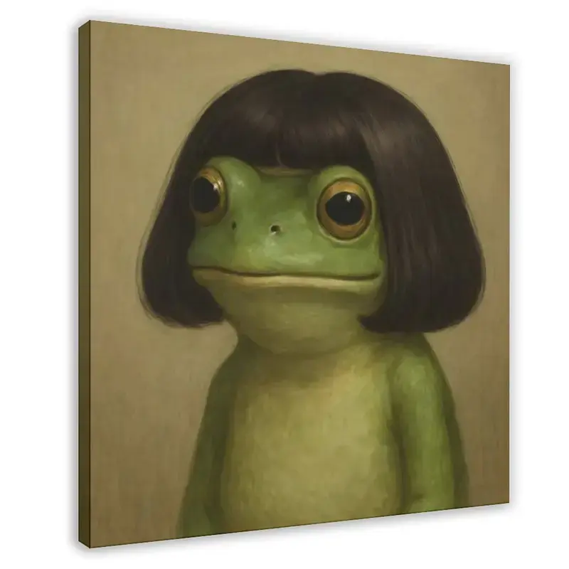 Whimsical Frog Portrait Canvas Print Funny Animal Wall Art Number Of Beast Skeleton Reading k Vintage Pumpkin Spooky Ghost and Pumpkins Witch Hat Classroom Watch Your Thoughts Ball Wall Art Top 100 Scratch Off Gremlins Poster