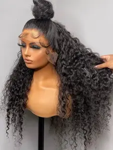 Bling Hair 180 Density 36 38 Inch 13x6 Deep Wave Hd Lace Frontal Wigs Human Hair Transparent Lace Kinky Curly 13x4 Lace Front Wig For Black Women Natural Hairline Wig