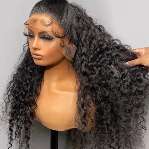 Bling Hair Thick Human Hair Lace Front Wig for Black Women, 180 Density, 36-38in (12in-40in Range), 13x6/13x4 HD Transparent Lace, 13x4 Deep Wave/Kinky Curly, Natural Hairline, Heat Safe, Perms & Bleaching Friendly