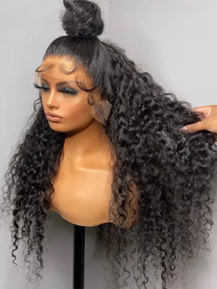 Bling Hair 180 Density 36 38 Inch 13x6 Deep Wave Hd Lace Frontal Wigs Human Hair Transparent Lace Kinky Curly 13x4 Lace Front Wig For Black Women Natural Hairline Wig