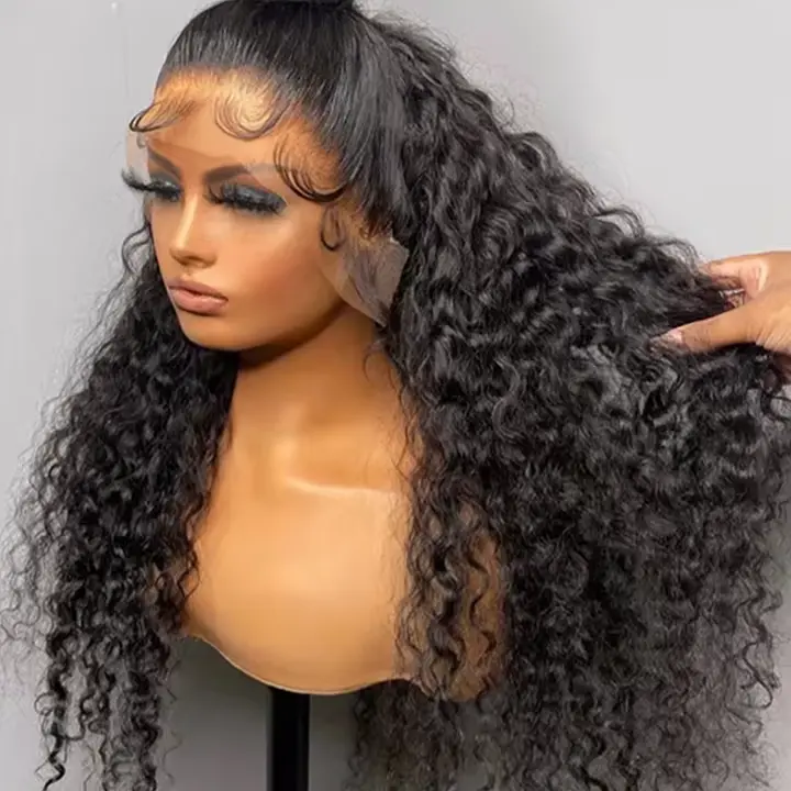Bling Hair Thick Human Hair Lace Front Wig for Black Women, 180 Density, 36-38in (12in-40in Range), 13x6/13x4 HD Transparent Lace, 13x4 Deep Wave/Kinky Curly, Natural Hairline, Heat Safe, Perms & Bleaching Friendly