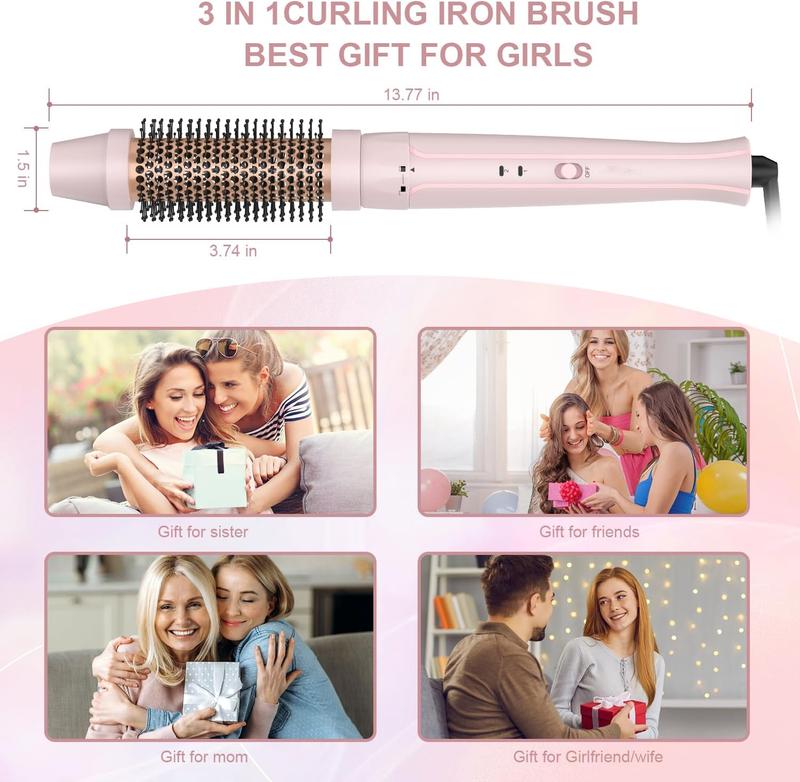 【NEW】3-in-1 Thermal Styling Brush: Heated Round Brush & Volumizer in 1 | 60s Heat Up, Dual Voltage, Safe for Travel