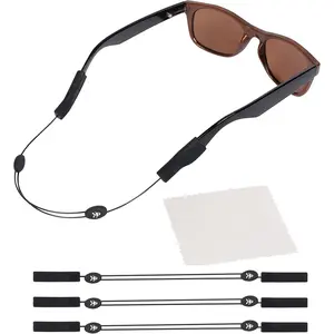 Adjustable Eyeglass Strap (Fish Style) - No Tail Sunglass Strap - Eyewear String Holder - With Bonus Glasses Cleaning Cloth