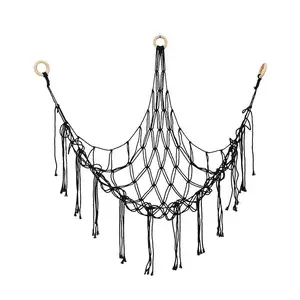 Plush Toy Storage Net, Hand-Woven Rope Wall-Mounted Triangle Organizer Basket, Living Room Bedroom Dorm Home Organization Holder