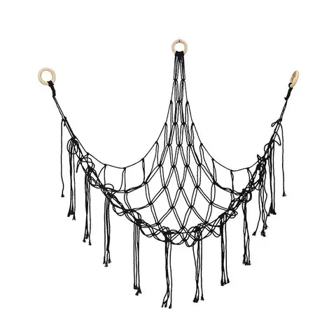 Plush Toy Storage Net, Hand-Woven Rope Wall-Mounted Triangle Organizer Basket, Room Organiser, Rope Baskets for Storage, Living Room Bedroom Dorm Home Organization Holder, Multifunctional Organizing, Handwoven Rope, Organizers and Storage