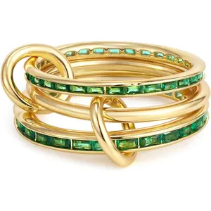 Gold Stackable Rings for Women Non Tarnish, Dainty 18k Gold Plated CZ Cubic Zirconia Rings, Silver Rings Set, Multi-Link Connected Rings