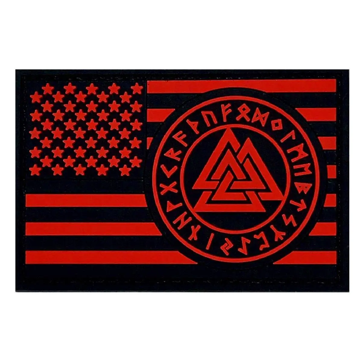 USA Flag Valknut Odin Viking Symbol Patch [3.0 X 2.0 inch -PVC Rubber-Hook Fastener-V1]