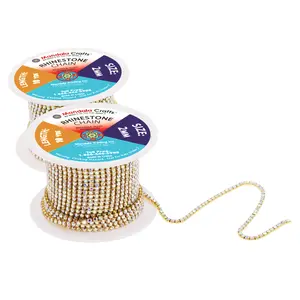 Mandala Crafts Rhinestone Cup Chain Trim Roll for Jewelry Making, Glass Crystal Glam Decor, Simulated Diamond Bling Wraps, Veils, Cakes