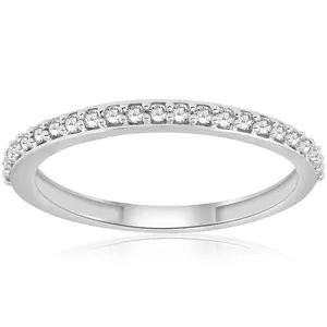 1/8ct Stackable Womens Diamond Wedding Ring 10k White Gold