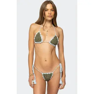 Edikted Women's Crochet Triangle Bikini Top