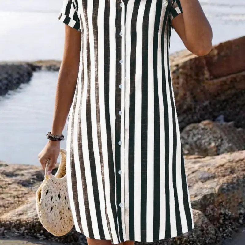 Women's Striped Casual Dress, Stylish Summer Dress for Everyday Wear and Beach Vacations, Womenswear, Casual Beach Sundress, Casual Sundresses