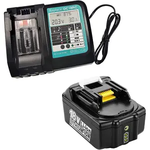 5.0Ah Replacement for Makita 18V Battery and 14.4V-18V Replacement Charger for Makita DC18RF Compatible with LXT Li-ion Battery BL1860 BL1850 BL1840