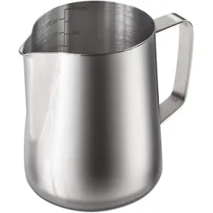 homEdge Espresso Steaming Pitchers 20 OZ / 600ml, Stainless Steel Frothing Pitcher with Measurement Scale