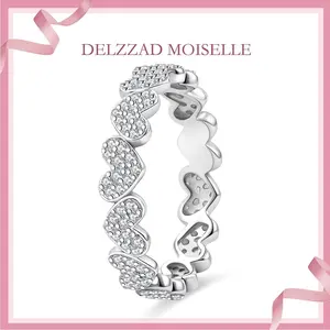 Delzzad Heart Eternity Band Ring Moissanite Ring Jewelry Perfect Birthday Engagement Wedding Anniversary Christmas Gift
