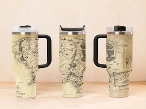 Fantasy Middle Earth map 40oz, 12oz,20oz tumbler — elegant travel cup inspired by Tolkien’s world, great for everyday use or gifts.