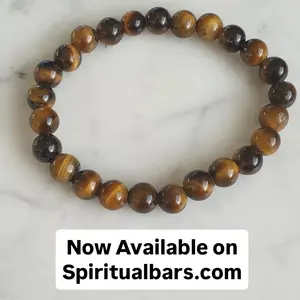 Spiritualbars.com Tiger Eye Bracelet - Natural Stone Beads for Healing & Energy - Now Available on Spiritualbars.com - Ideal for Well-being Support