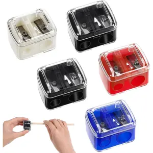 5-Pack Dual Hole Eye Liner & Lipliner Pencil Sharpener, Manual, Steel, Makeup Sharpeners