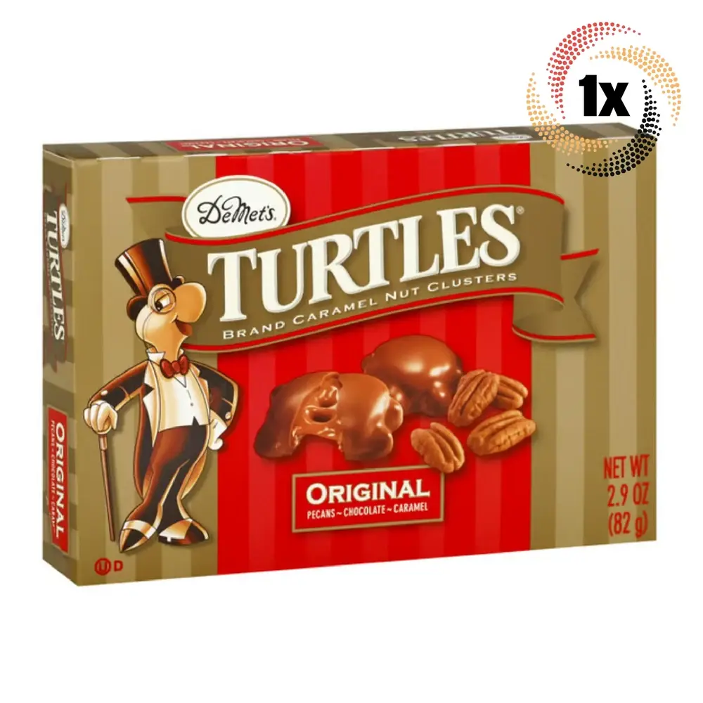 1x Pack | Turtles Brand Original Caramel Flavor Nut Clusters Theater Box | 2.9oz Snack Chocolate