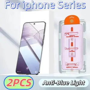 2-Pack Anti-Blue Light Tempered Glass Screen Protector for iPhone 17 16 15 14 13 12 11 Pro Max, Full Coverage, 9h Hardness, Bubble-Free