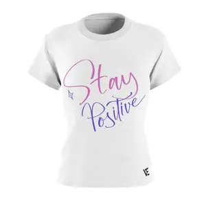 Vibe Exressions Stay Positive white Women's Cut & Sew Tee (AOP)
