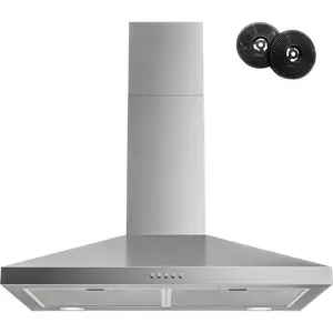 Range Hood 30 Inch, Stainless Steel Wall Mount Kitchen Hood 450 CFM with 3 Speed Exhaust Fan, Ducted/Ductless Convertible, Stove Vent Hood with Aluminium Mesh and Charcoal Filters