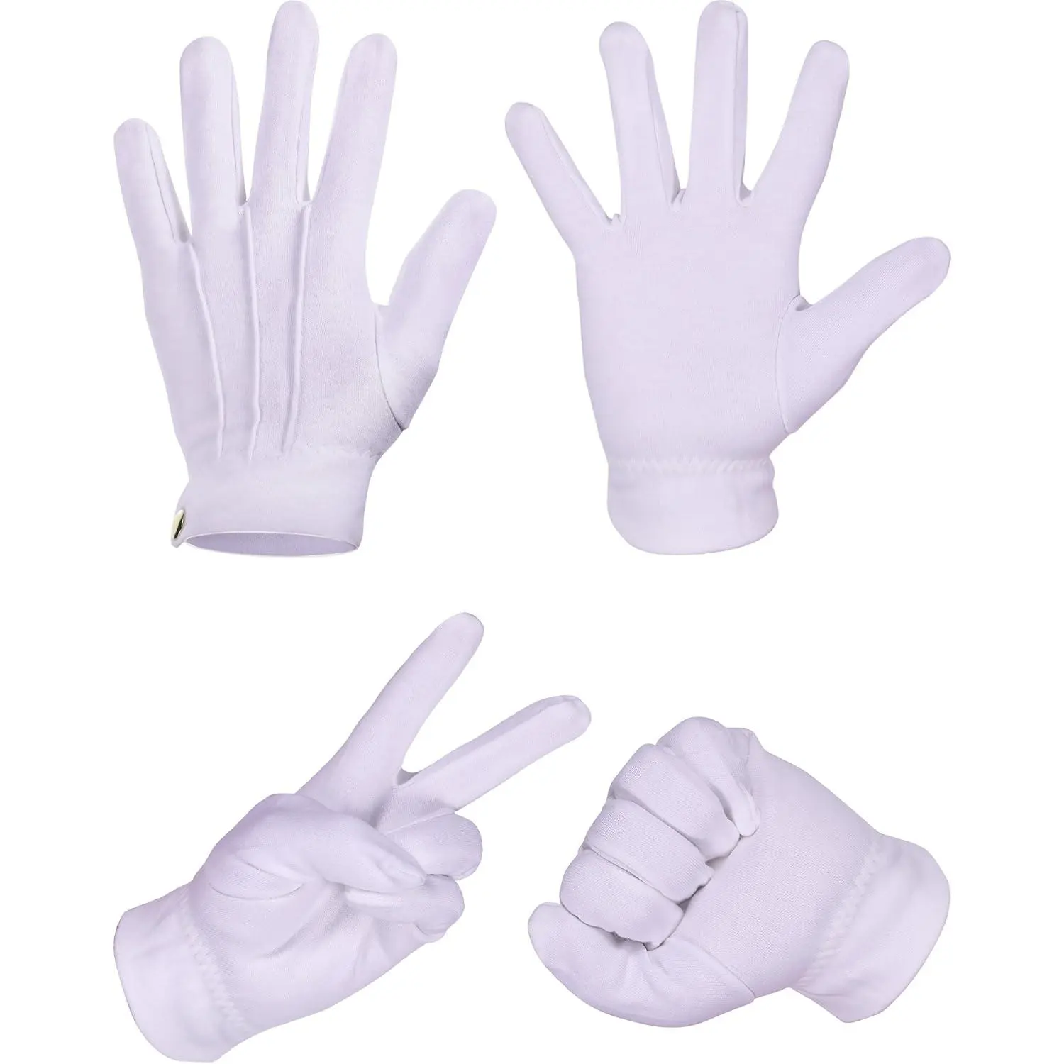 Elegant Stitched Cotton Gloves for Men & Women, 2 Pairs, Non Slip, for Formal Ceremony, Tuxedo & Jewelry Inspection, 9 Inches, Unisex Names, Everyday, Plain, 2 Pair (Pack Of 1), Simple